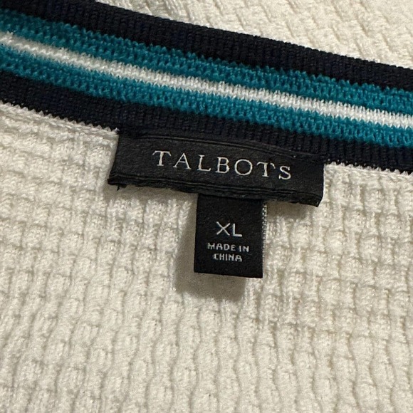 Talbots Women’s Waffle Knit Cardigan Sweater Ivory Cream Pearl Buttons Size XL - Picture 4 of 5